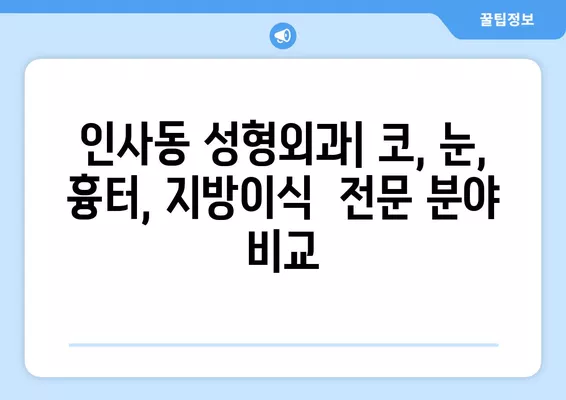 서울 종로구 인사동 성형외과 추천| 코, 눈, 흉터, 지방이식 전문의 5곳 | 일요일 진료 가능 | 얼굴 비교 후기