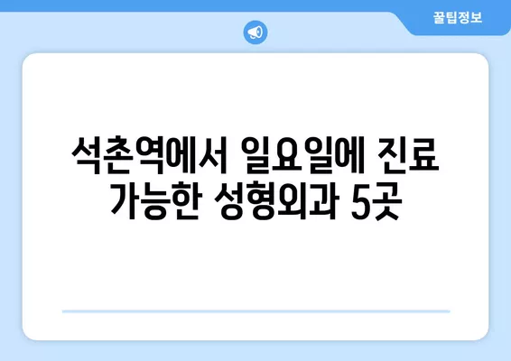 석촌역 성형외과 추천| 일요일 진료 가능한 전문의 5곳 | 코, 눈, 흉터, 지방이식, 얼굴 비교 가이드