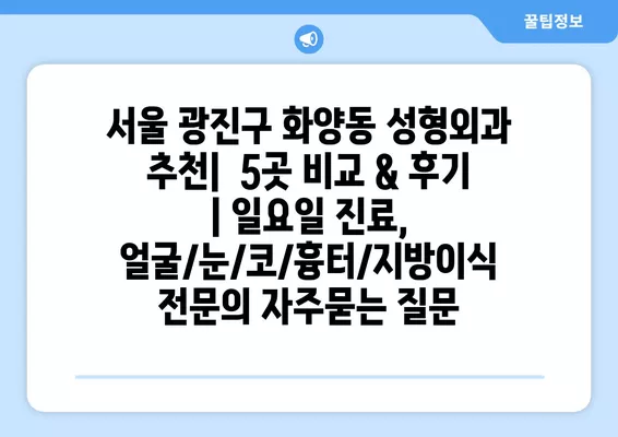 서울 광진구 화양동 성형외과 추천|  5곳 비교 & 후기 | 일요일 진료, 얼굴/눈/코/흉터/지방이식 전문