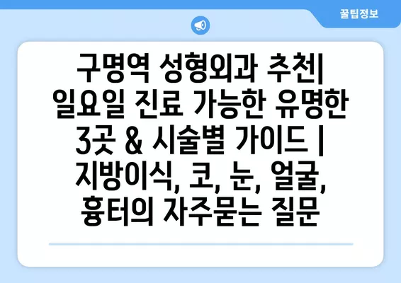 구명역 성형외과 추천| 일요일 진료 가능한 유명한 3곳 & 시술별 가이드 | 지방이식, 코, 눈, 얼굴, 흉터