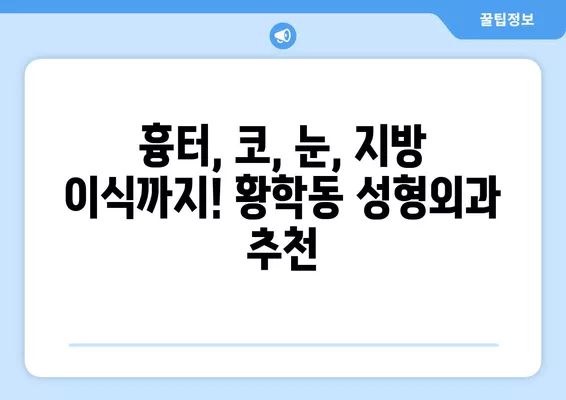 서울 중구 황학동 성형외과 추천| 일요일 진료 가능한 유명한 2곳 | 흉터, 얼굴, 코, 지방 이식, 눈 전문 |