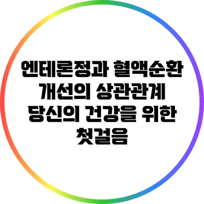 엔테론정과 혈액순환 개선의 상관관계: 당신의 건강을 위한 첫걸음