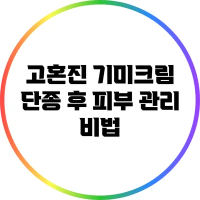 고혼진 기미크림 단종 후 피부 관리 비법