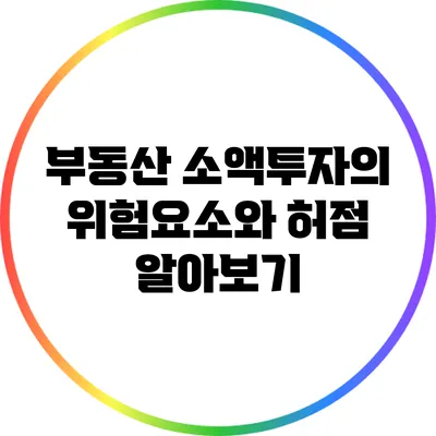 부동산 소액투자의 위험요소와 허점 알아보기