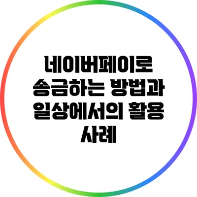 네이버페이로 송금하는 방법과 일상에서의 활용 사례