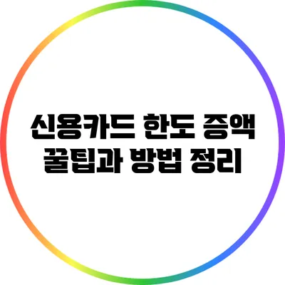 신용카드 한도 증액 꿀팁과 방법 정리