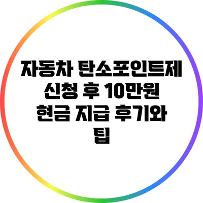 자동차 탄소포인트제 신청 후 10만원 현금 지급 후기와 팁