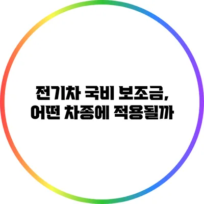 전기차 국비 보조금, 어떤 차종에 적용될까?