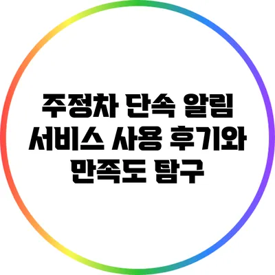 주정차 단속 알림 서비스: 사용 후기와 만족도 탐구